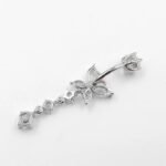 S925 Silver Zirconia Surgical Steel Butterly Shape Belly Button For Women - Image 3