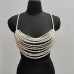 White Wedding Body Chain Bride Bridesmaid Imitation Pearl Bead Chest - Image 2