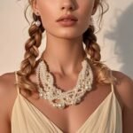 Fashionable Bridal Jewelry Exaggerated Woven Clavicle Chain Romantic Imitation Pearl Necklace Earrings Set