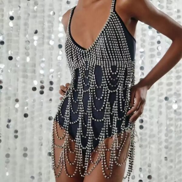 Rhinestone Body Chain Top Fringed Dress Fashion Body Jewelry