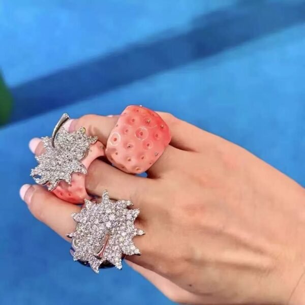 Unique Design Cute Strawberry Pink Ring