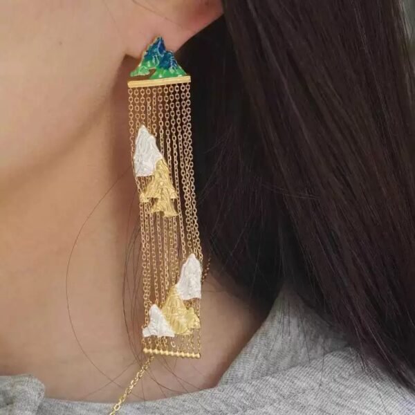 Chinese Style Luxury Women Jewelry Long Vast Land Earrings