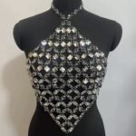 Handmade Women Tops Jewelry Sexy Crystal Rhinestone Halter Camisole Diamond Body Chain - Image 2