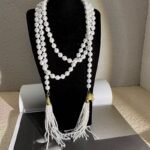 Chinese Style Pearl Beaded Long Tassel Sweater Chain Necklace