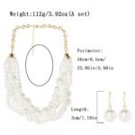 Fashionable Bridal Jewelry Exaggerated Woven Clavicle Chain Romantic Imitation Pearl Necklace Earrings Set - Image 3