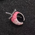 Unique Design Cute Strawberry Pink Ring - Image 2
