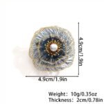 Beautiful Hand Drawing Flower Shape Pearl Brooch Pin - Image 2