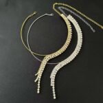 Long Tassel Rhinestone Chocker Necklace - Image 2