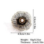 Beautiful Hand Drawing Flower Shape Pearl Brooch Pin - Image 3