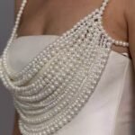 White Wedding Body Chain Bride Bridesmaid Imitation Pearl Bead Chest